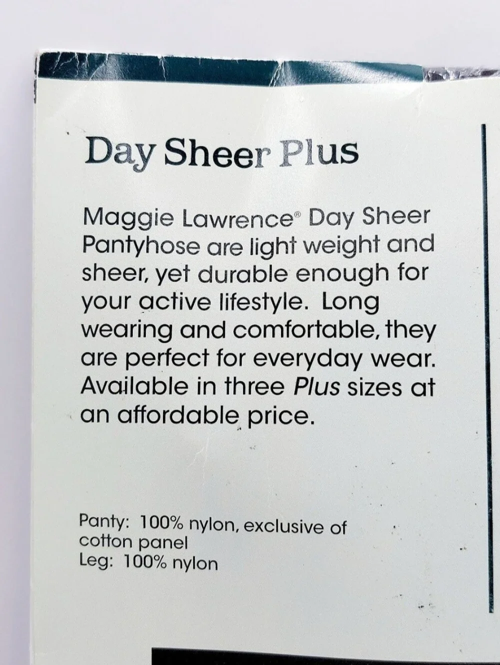 Maggie Lawrence Day Sheer Plus Pantyhose 3X-4X Off Black Sandalfoot NIP